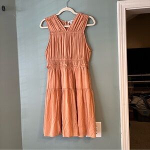 Current Air Los Angeles Women’s ruched smocked top peach color dress size Medium
